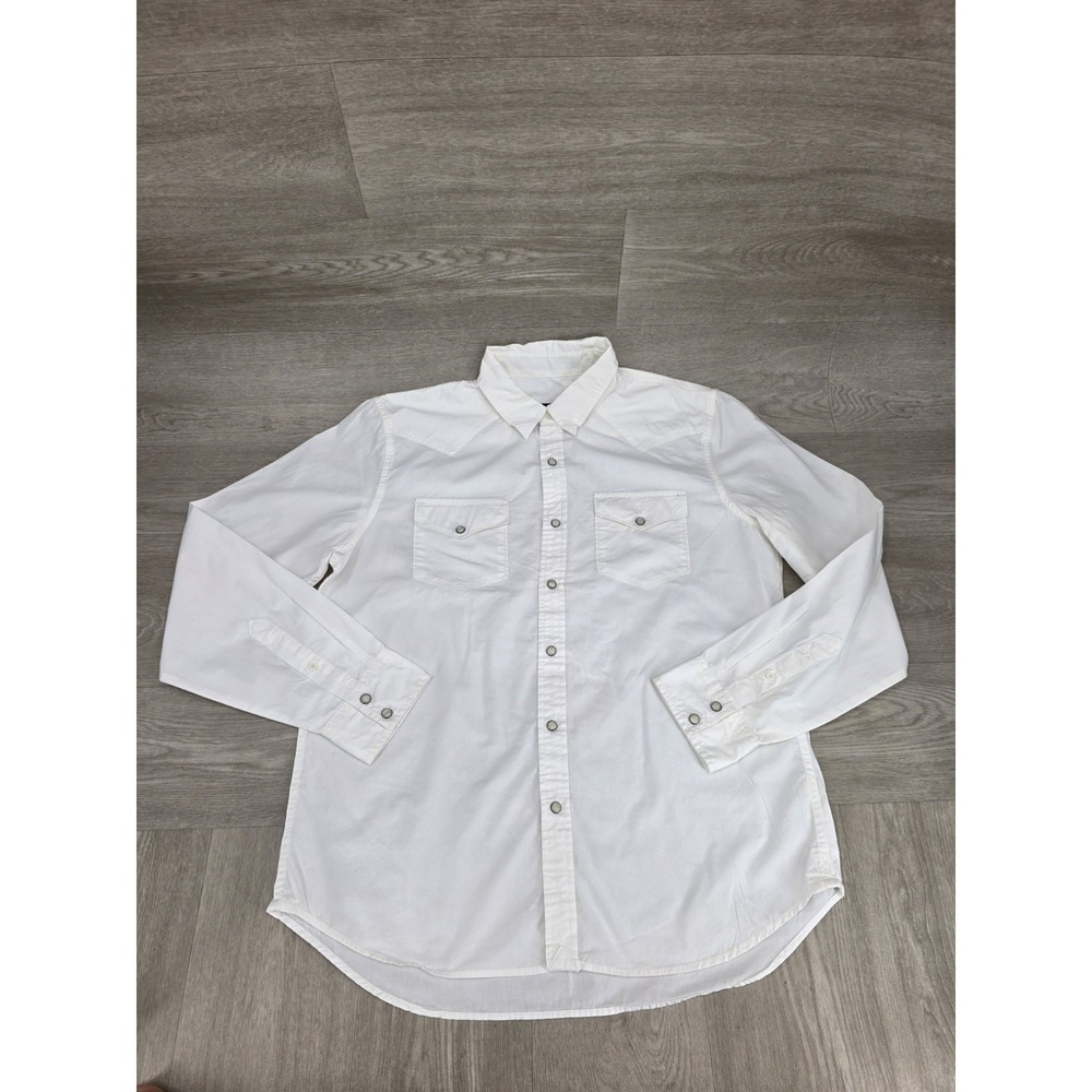 American Eagle Outfitters Men's Vintage Fit Pearl Snap Shirt White Size Large